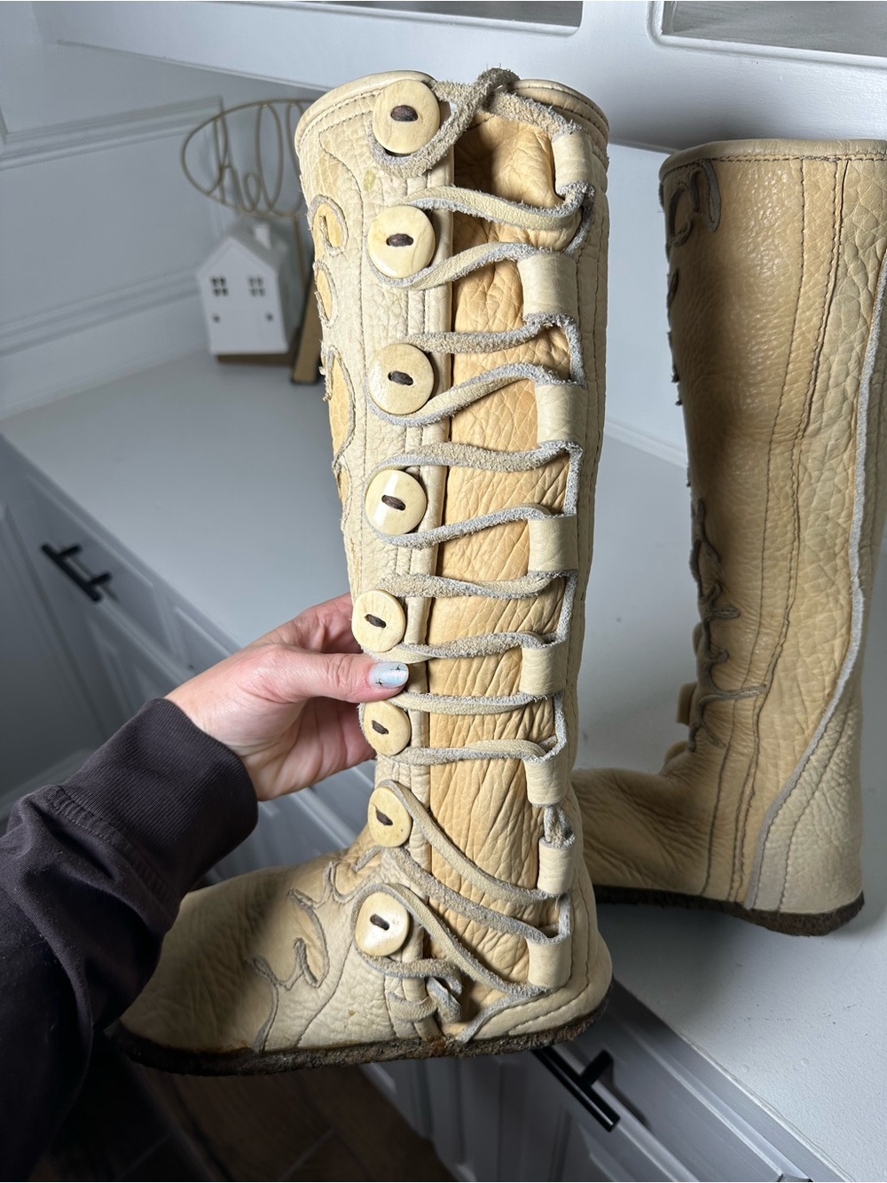 Richard Heinel Original Tall Boot Vintage Handmade Artisan Leather Boho 8-9 Rare - Picture 10 of 11